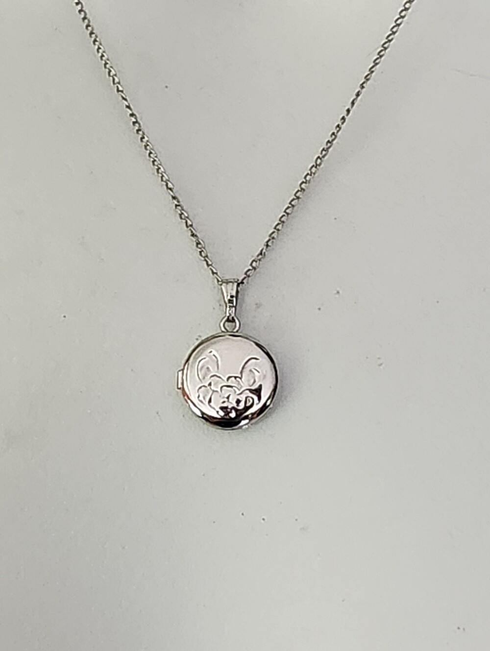 Sterling Silver B.A.B Signed Floral Locket Necklace
